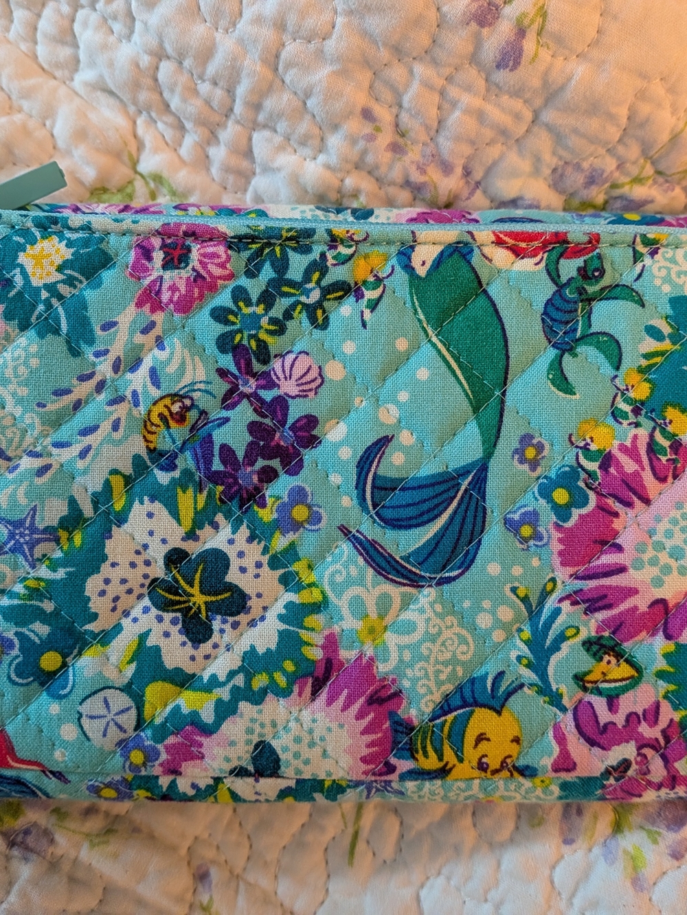 Vera Bradley Turquoise Floral Quilted Wallet with Purple & Yellow Accents - Picture 2 of 8